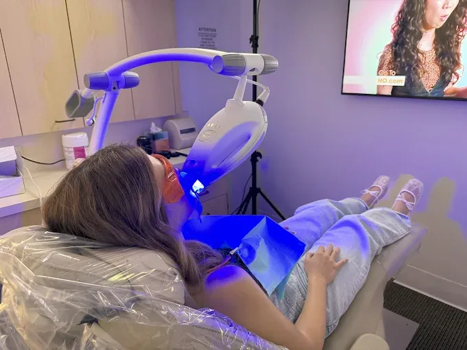 A patient having in-office teeth whitening at Wildomar Smiles Dentistry in Wildomar, CA